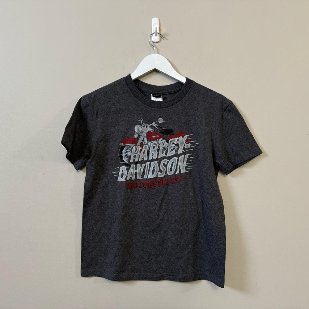 Harley Davidson grey women’s biker motorcycle graphic short sleeve t-shirt